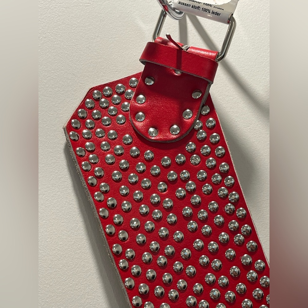 Z & L Ibiza Studded Leather Belt in Red w/ silver. Anthropologie & Free People - Picture 5 of 6